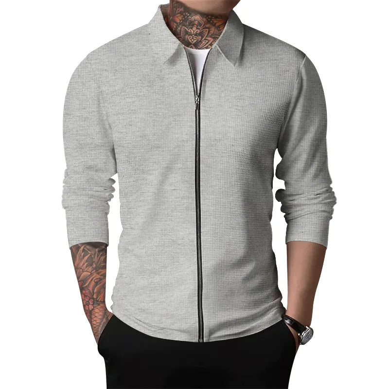 Outerwear Men's Autumn New Youth Waffle Lapel Slim Cardigan Men's Jacket Ropa De Hombre Techwear Baseball Jacket Jaquetas