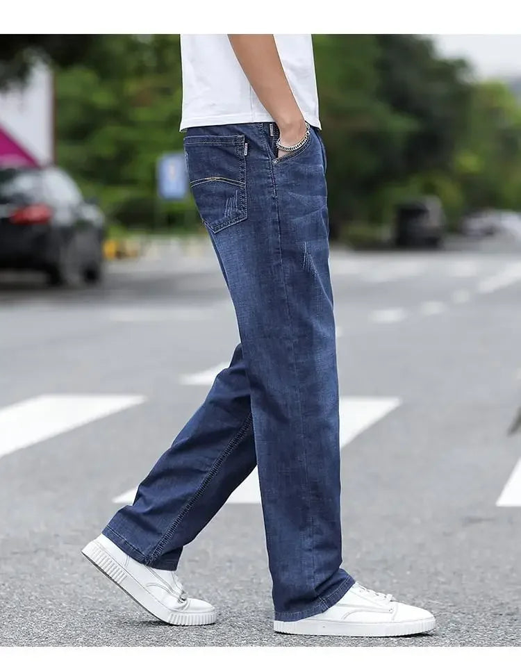 Jeans Men's Summer Straight Leg Loose Large Leg Autumn Thick Wear-resistant Men's Casual Pants Korean Trousers