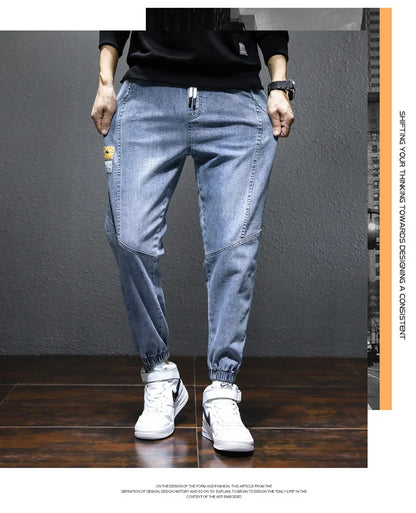 Mens Jeans Harem Pants Fashion Pockets Desinger Loose fit Baggy Moto Jeans Men Stretch Retro Streetwear Relaxed Tapered Jeans
