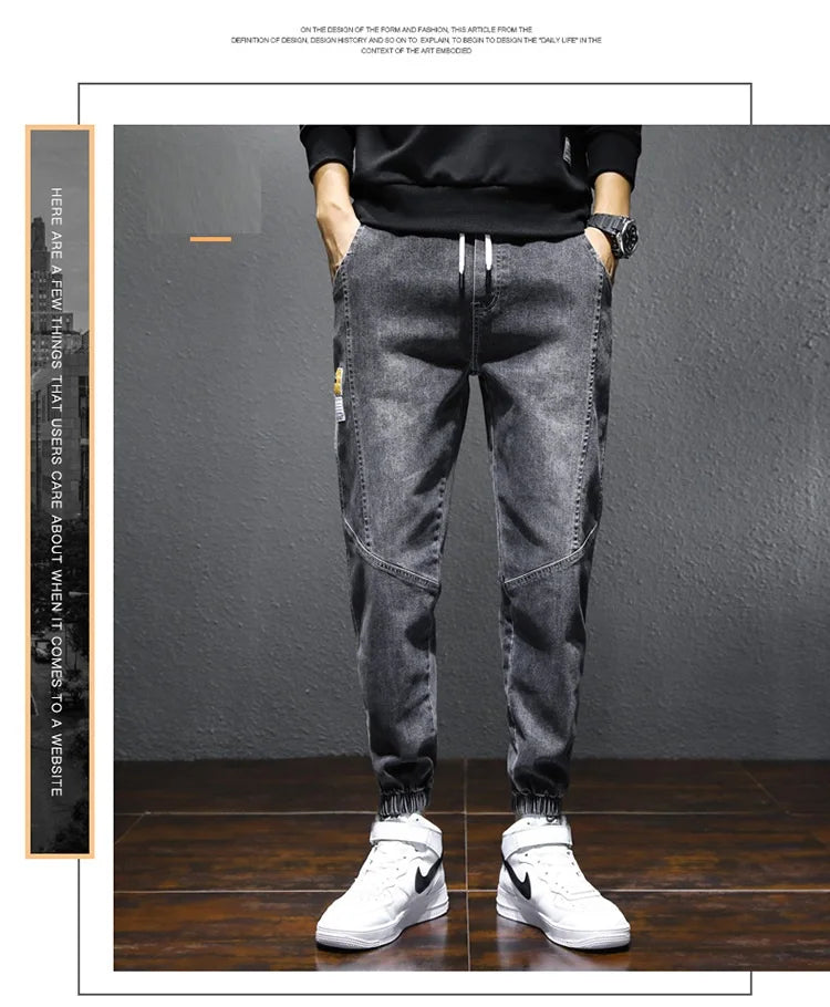 Mens Jeans Harem Pants Fashion Pockets Desinger Loose fit Baggy Moto Jeans Men Stretch Retro Streetwear Relaxed Tapered Jeans