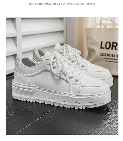 Sneakers Casual Mens Original Designer Solid Board Shoes Fashion Leather Breathable Height Increased Flat Platform Sports Shoes