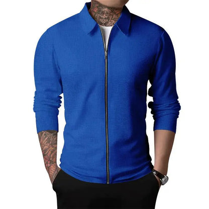 Outerwear Men's Autumn New Youth Waffle Lapel Slim Cardigan Men's Jacket  Ropa De Hombre Techwear Baseball Jacket Jaquetas