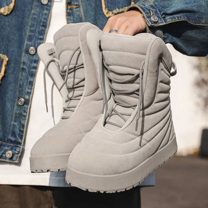 Men's high top sneakers for autumn and winter, thick, warm, versatile, trendy, bread shoes, casual sports shoes, snow boots