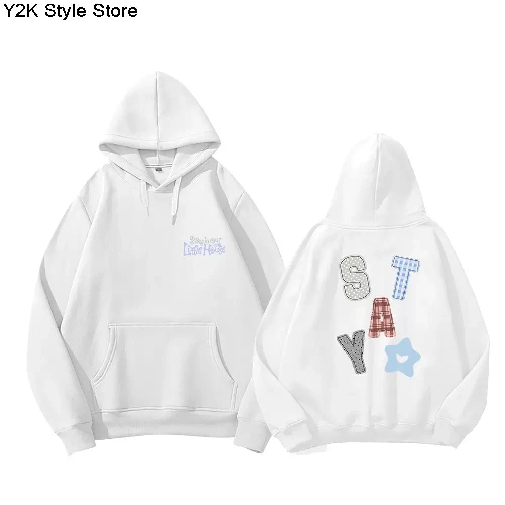 Hoodies STAY In Our Little House Zipper Hoodie Kpop Fashion Star Same Letter Print Sweatshirt High Quality Cotton Thick T Shirt