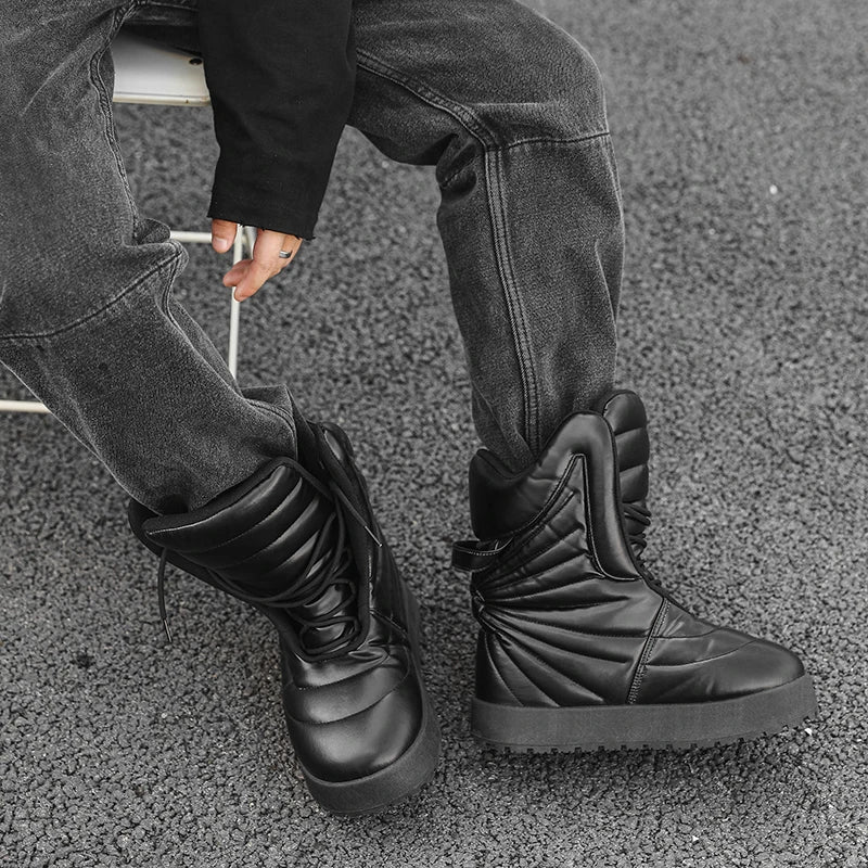 Men's high top sneakers for autumn and winter, thick, warm, versatile, trendy, bread shoes, casual sports shoes, snow boots