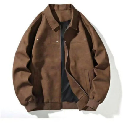 Outerwear Loose Fit Men Jackets Solid Color Thick Turn Down Collar Jacket Long Sleeves Windproof Flight Jacket Daily Commute