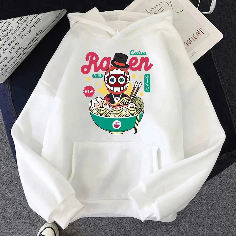 Hoodie Digital Circus Jax Ramen Fashionable and Fun Women Caine Pomni Hoodie Men Cute Rabbit Noodle Printed Hoodie
