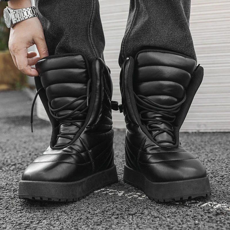 Men's high top sneakers for autumn and winter, thick, warm, versatile, trendy, bread shoes, casual sports shoes, snow boots