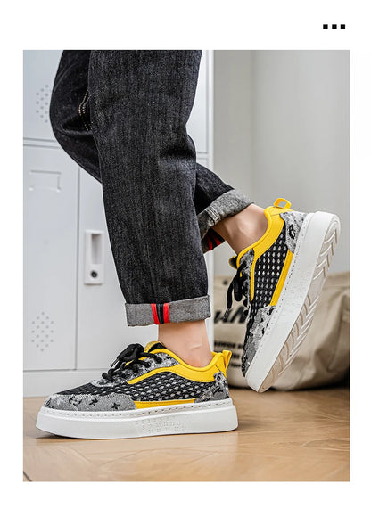 New Sneakers Casual Mens Designer Ethnic Style Board Shoes Fashion Fabric Breathable Increased Internal Flat Platform Shoes39-44