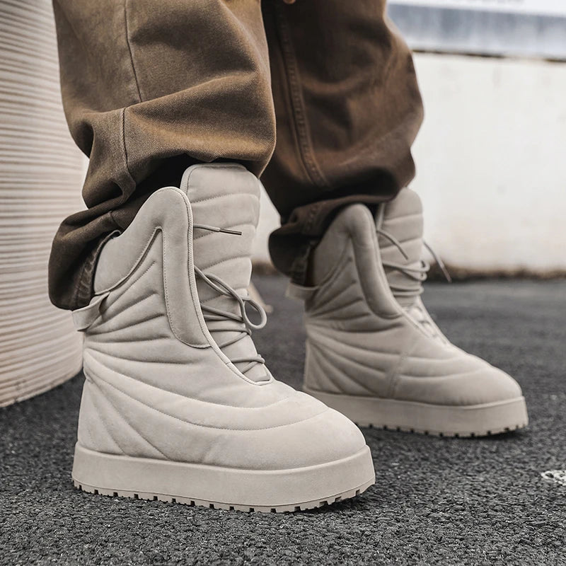 Men's high top sneakers for autumn and winter, thick, warm, versatile, trendy, bread shoes, casual sports shoes, snow boots