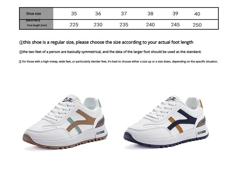 Women's Sports Sneakers Trendy Versatile Women Fashion Leather Sneakers Autumn New Girl Casual Running Shoes Striped Gym Shoes