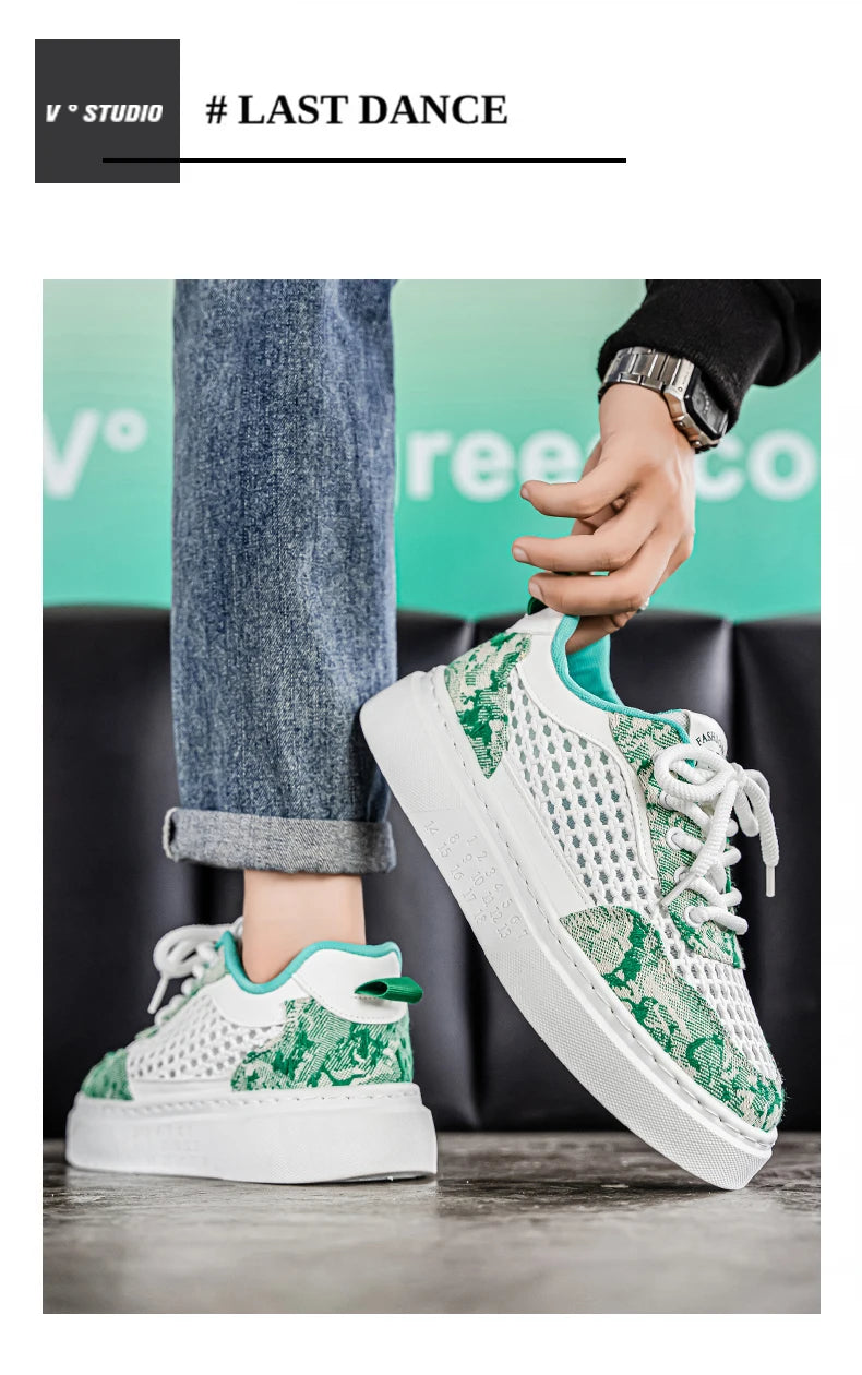 New Sneakers Casual Mens Designer Ethnic Style Board Shoes Fashion Fabric Breathable Increased Internal Flat Platform Shoes39-44
