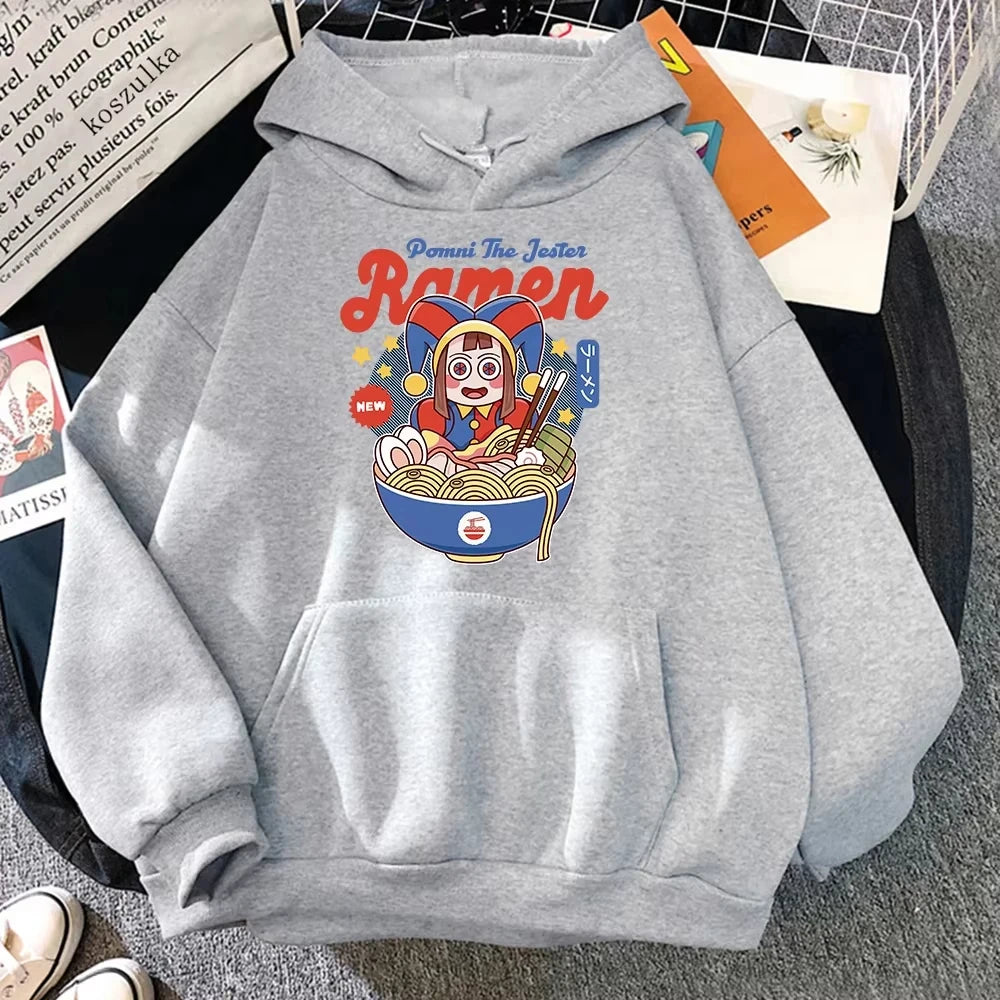 Hoodie Digital Circus Jax Ramen Fashionable and Fun Women Caine Pomni Hoodie Men Cute Rabbit Noodle Printed Hoodie