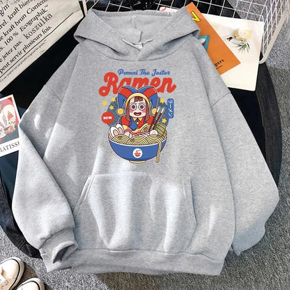 Hoodie Digital Circus Jax Ramen Fashionable and Fun Women Caine Pomni Hoodie Men Cute Rabbit Noodle Printed Hoodie
