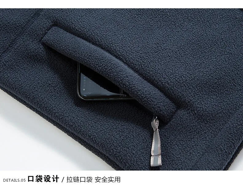 Outerwear Fleece Vest Men Autumn Winter Sleeveless Fleece Jacket Solid Color Warm Vest Outdoor Casual Fashion Hiking Polar Suit