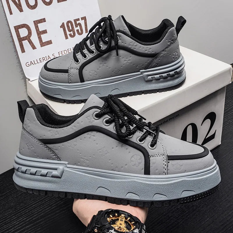 Sneakers Casual Mens Original Designer Solid Board Shoes Fashion Leather Breathable Height Increased Flat Platform Sports Shoes