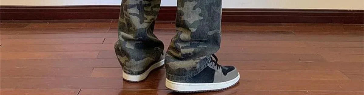 Jeans for Men Spliced Cargo Male Cowboy Pants Camouflage Trousers Punk Straight Xs Y 2k Vintage New in Retro 2025 Trend Baggy