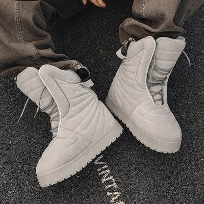 Men's high top sneakers for autumn and winter, thick, warm, versatile, trendy, bread shoes, casual sports shoes, snow boots