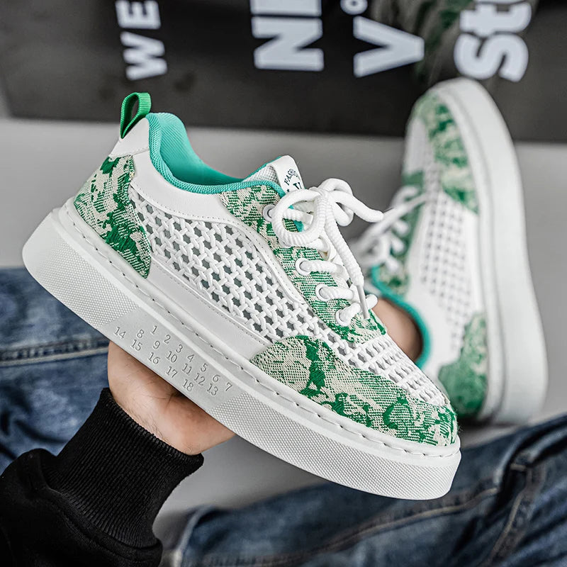 New Sneakers Casual Mens Designer Ethnic Style Board Shoes Fashion Fabric Breathable Increased Internal Flat Platform Shoes39-44
