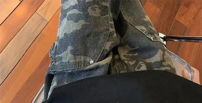 Jeans for Men Spliced Cargo Male Cowboy Pants Camouflage Trousers Punk Straight Xs Y 2k Vintage New in Retro 2025 Trend Baggy
