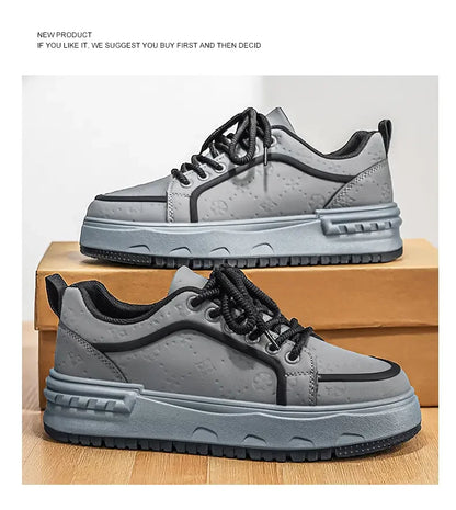 Sneakers Casual Mens Original Designer Solid Board Shoes Fashion Leather Breathable Height Increased Flat Platform Sports Shoes