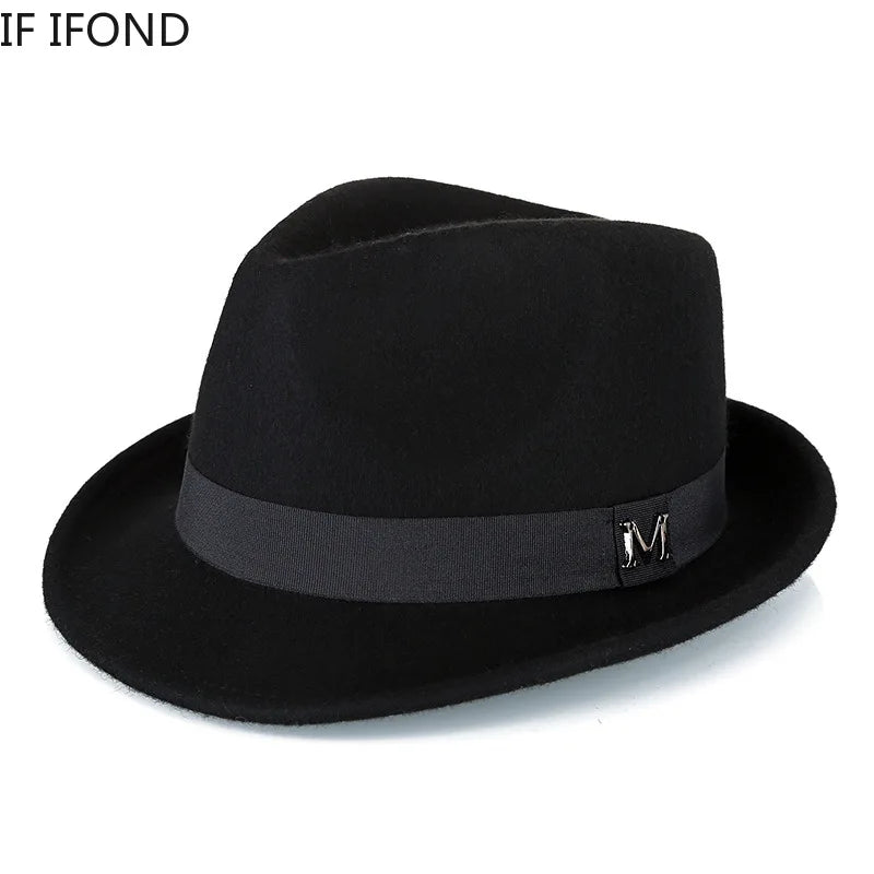Men Winter Thick Warm Felt Fedora Hats Wool