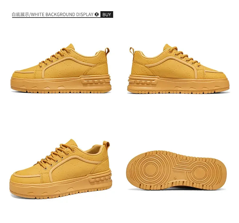 Sneakers Casual Mens Original Designer Solid Board Shoes Fashion Leather Breathable Height Increased Flat Platform Sports Shoes