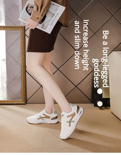Women's Sports Sneakers Trendy Versatile Women Fashion Leather Sneakers Autumn New Girl Casual Running Shoes Striped Gym Shoes