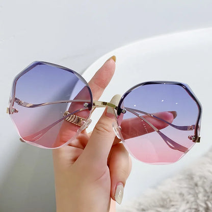 Vintage Oversized Square Cat Eye Sunglasses Women Metal Frame UV400 Protection