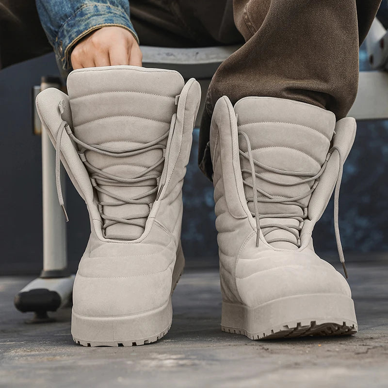 Men's high top sneakers for autumn and winter, thick, warm, versatile, trendy, bread shoes, casual sports shoes, snow boots