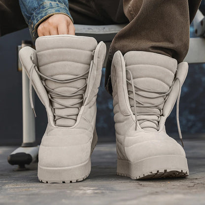 Men's high top sneakers for autumn and winter, thick, warm, versatile, trendy, bread shoes, casual sports shoes, snow boots