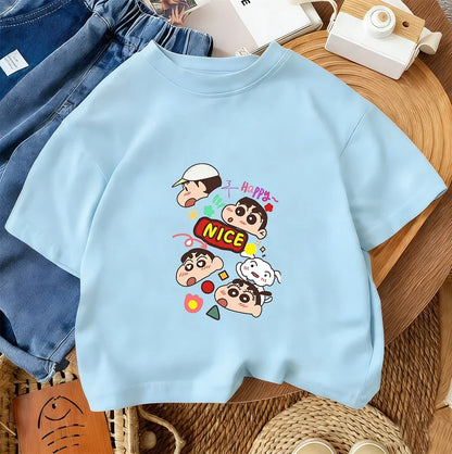 Summer Trendy Casual Tee Cute Cartoon Print tops