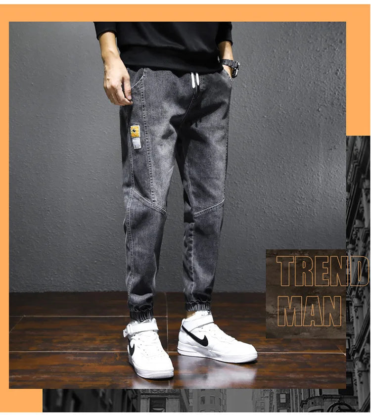 Mens Jeans Harem Pants Fashion Pockets Desinger Loose fit Baggy Moto Jeans Men Stretch Retro Streetwear Relaxed Tapered Jeans