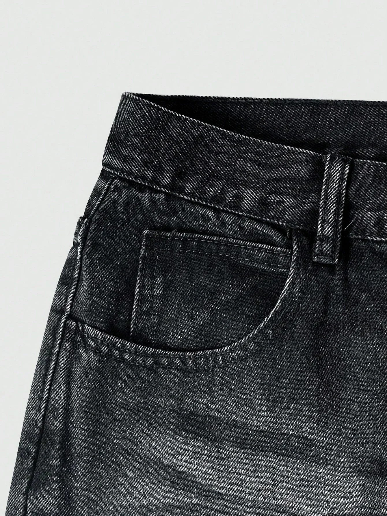 Jeans slim fit con dettagli di orlo lavato casual e business, pantaloni dritti in cotone leggero e versatili con chiusura a