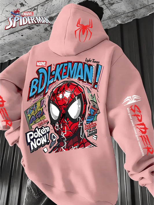 Men'S Hooded Hoodie Spider-Man Graffiti StyleFull of Personalized Back Cartoon Print Winter New Commuter Street Casual Hoodie