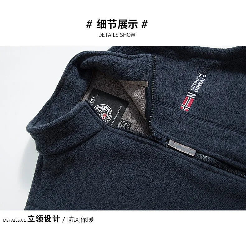 Outerwear Fleece Vest Men Autumn Winter Sleeveless Fleece Jacket Solid Color Warm Vest Outdoor Casual Fashion Hiking Polar Suit