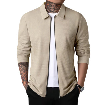 Outerwear Men's Autumn New Youth Waffle Lapel Slim Cardigan Men's Jacket  Ropa De Hombre Techwear Baseball Jacket Jaquetas