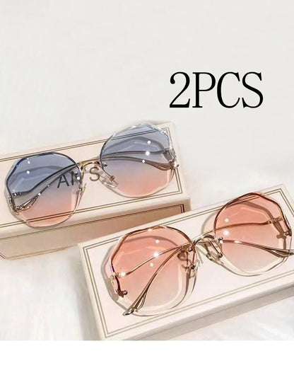 Vintage Oversized Square Cat Eye Sunglasses Women Metal Frame UV400 Protection