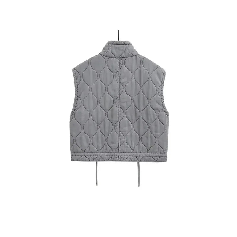 2026 Autumn Winter Fashion Washing Waistcoat Vintage Sleeveless Female Outerwear Chic Vest Tank Top Women Standing Collar Light