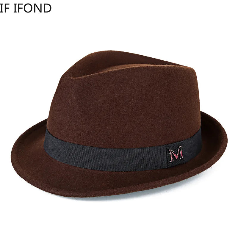 Men Winter Thick Warm Felt Fedora Hats Wool