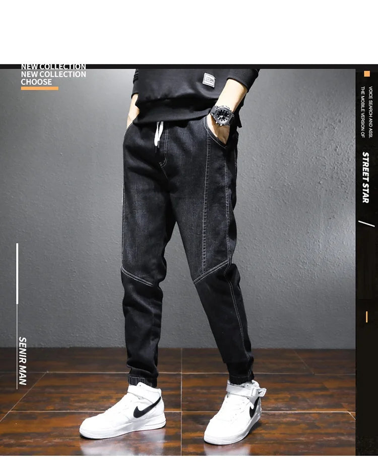 Mens Jeans Harem Pants Fashion Pockets Desinger Loose fit Baggy Moto Jeans Men Stretch Retro Streetwear Relaxed Tapered Jeans