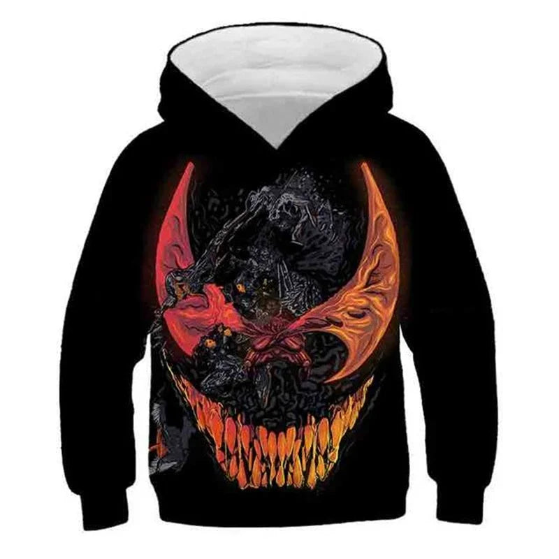 Girls Spring Marvel Spider-Man Venom Hoodie Superhero 3D Print Baby Boy Clothes Kids Casual Sportswear Hooded