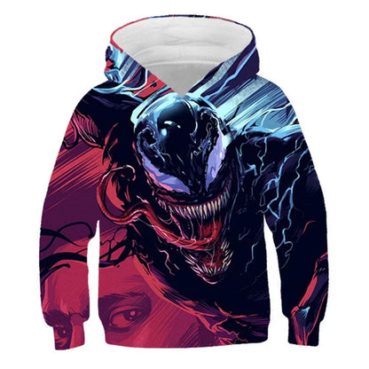 Girls Spring Marvel Spider-Man Venom Hoodie Superhero 3D Print Baby Boy Clothes Kids Casual Sportswear Hooded