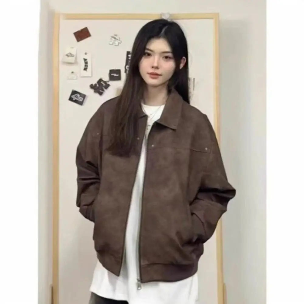 Outerwear Loose Fit Men Jackets Solid Color Thick Turn Down Collar Jacket Long Sleeves Windproof Flight Jacket Daily Commute