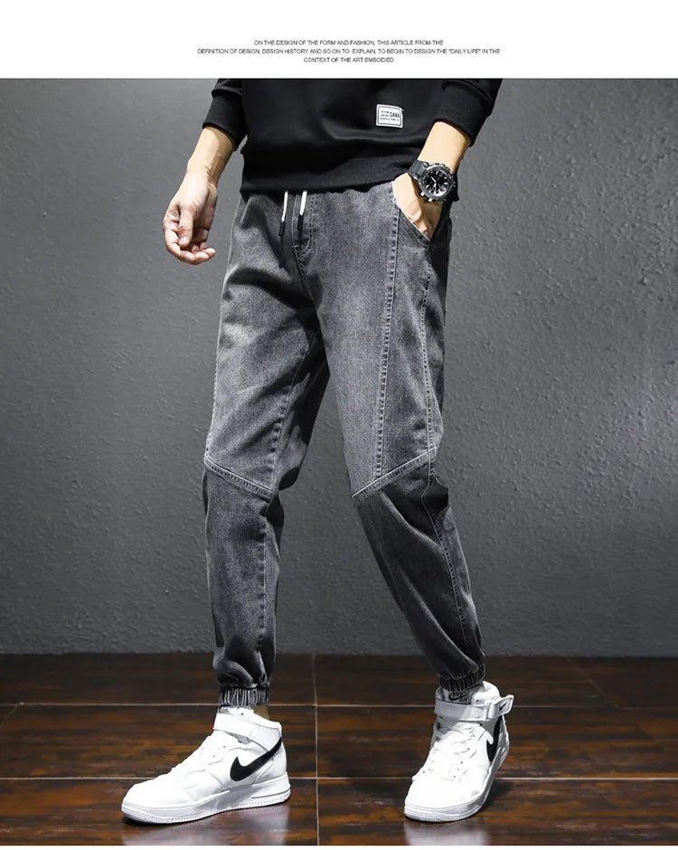 Mens Jeans Harem Pants Fashion Pockets Desinger Loose fit Baggy Moto Jeans Men Stretch Retro Streetwear Relaxed Tapered Jeans