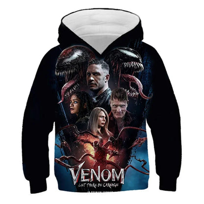 Girls Spring Marvel Spider-Man Venom Hoodie Superhero 3D Print Baby Boy Clothes Kids Casual Sportswear Hooded
