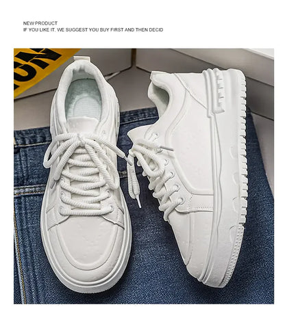 Sneakers Casual Mens Original Designer Solid Board Shoes Fashion Leather Breathable Height Increased Flat Platform Sports Shoes