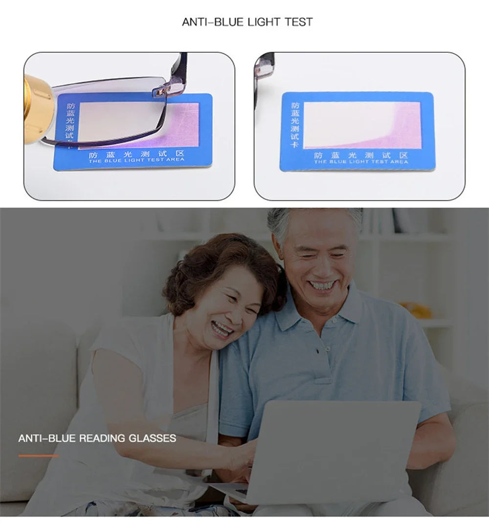 Reading Glasses Men Anti Blue Rays Presbyopia Goggles Women Vintage Rimless Eyewear Diopter +1.0 1.5 2.0 2.5 3.0 3.5 4.0 Окуляри