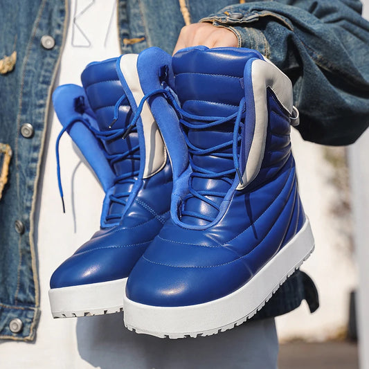 Men's high top sneakers for autumn and winter, thick, warm, versatile, trendy, bread shoes, casual sports shoes, snow boots