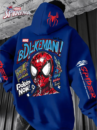 Men'S Hooded Hoodie Spider-Man Graffiti StyleFull of Personalized Back Cartoon Print Winter New Commuter Street Casual Hoodie